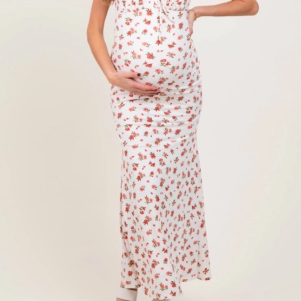 Floral White Dress with Red Flowers - Picture 5 of 10